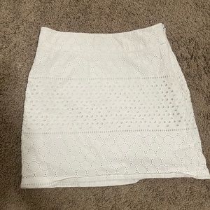 White Textured Banana Republic Pencil Skirt